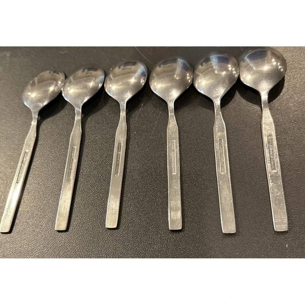 Oneida Northland Spring Fever Stainless Steel Soup Spoon Spoons Set Of 6